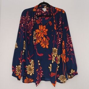Women's Stylus‎ V-Neck/Tie Tiki Hawaiian Polynesian Tropical Blouse Size XL